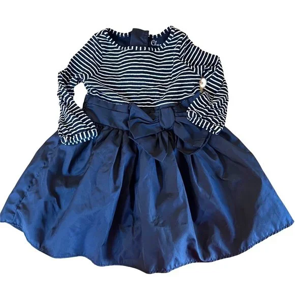 Cherokee | Dresses | Cherokee Black White Gold Striped Bow Holiday Dress  Baby 2 Months | Poshmark